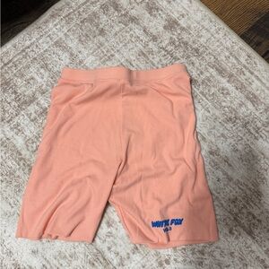 White Fox Boutique Coral Shorts with Navy Logo